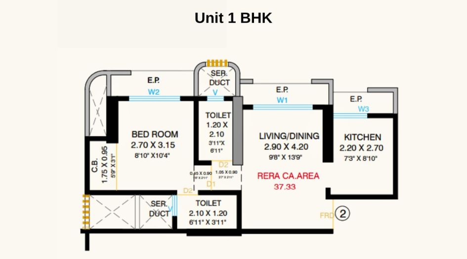 Horizon-Pearl-Floor-Plan-1-BHK-401-Sqft